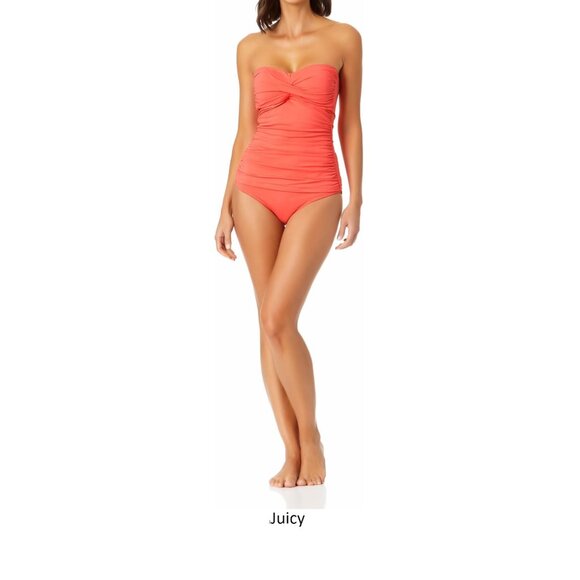 NWT Anne Cole Womens Shirred Bandeau Tankini Top Multicolor Size XS-L $70 LLL226 - Picture 6 of 10
